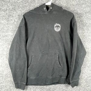 Spitfire Hoodie Mens M Black Sweatshirt Skate Y2K Distressed Flameboy Hood Hit